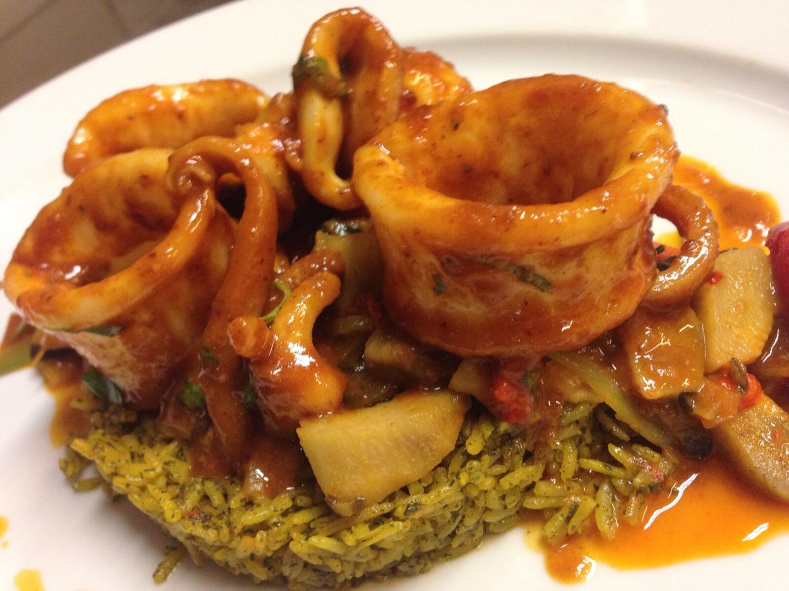 Restaurant Oxin - Pulpo auf würzigem Reisbett